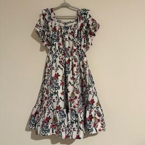 Girls Janie And Jack Formal Dress Floral White Size 8 Ruffle